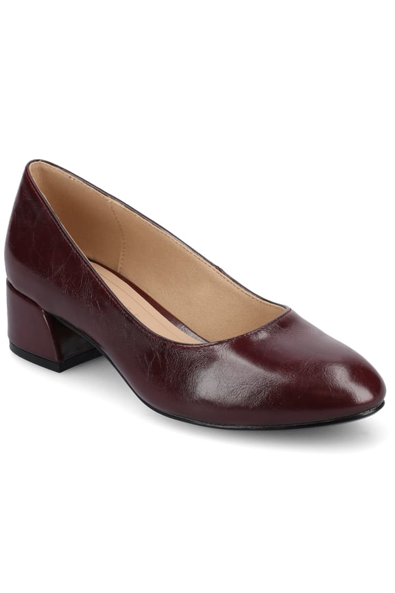Womens Saarii Slip On Block Heel Round Toe Pumps, Widths Available