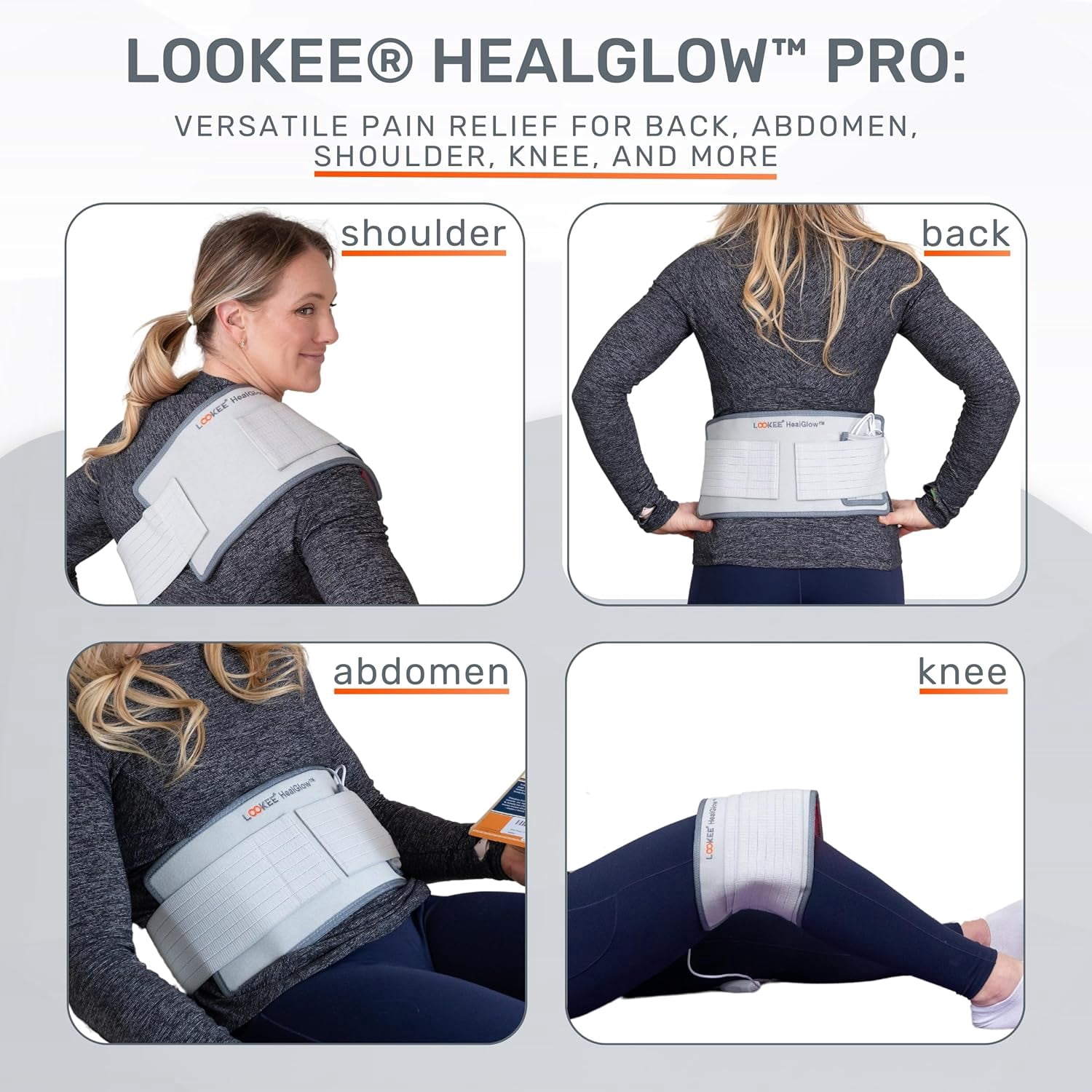LOOKEE® HealGlow™  Pro LED Wellness Belt – 360 LEDs Red & Near-Infrared Light Wrap Programmable with 10 Custom Modes