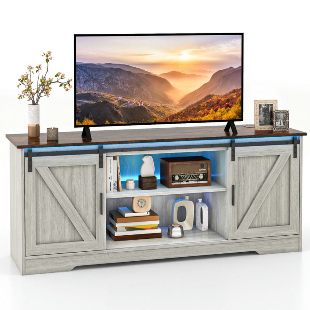 Finihen TV Stand, Entertainment Center, TV Stand for 65 Inch TVs Media Console Table, for Living Room, Gray