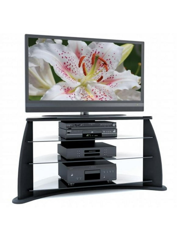 Sonax FP-4000 Florence 42 in. Midnight Black TV Stand with Glass Shelves