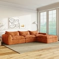 thumbnail image 2 of Modern Convertible L-Shaped Sectional Sofa, Chenille Upholstered Fully Compressed Modular Couch With Movable Ottoman for Living Room Apartment Office, 2 of 17