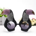 thumbnail image 2 of KAKOWELY Gafas de fiesta divertidas, elegantes, para cosplay, disfraz de loro con purpurina, novedosas gafas de sol con lentes grises, 2 of 4
