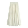 thumbnail image 2 of Mrat Handkerchief Skirts Women's Fashion High Waist Pleated Solid Gauze Maxi Skirt Loose Long Skirt Activewear Skirts S-170 Beige One Size, 2 of 7