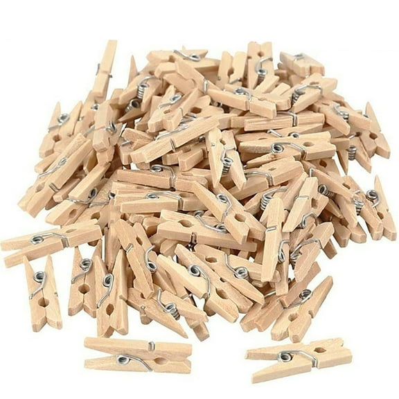 25mm Mini Natural Bamboo Wooden Photo Paper Clothes Peg Clothespin Craft Clips