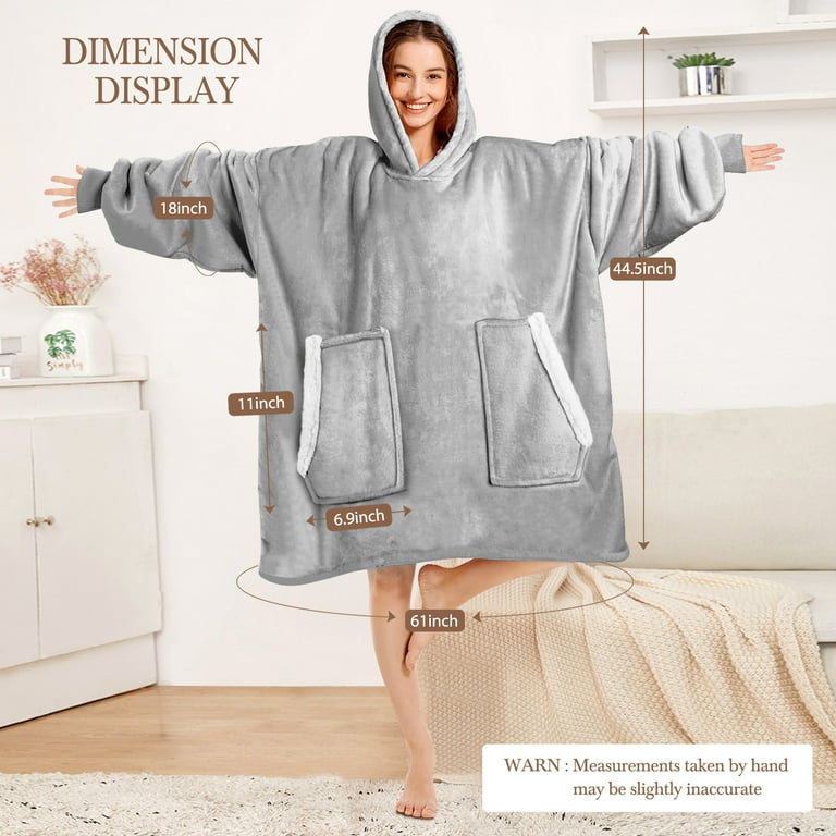 Wearable Blanket Hoodie, Comfy Oversized Flannel Blanket Hoodie for Adults  - Lifewit – Lifewitstore