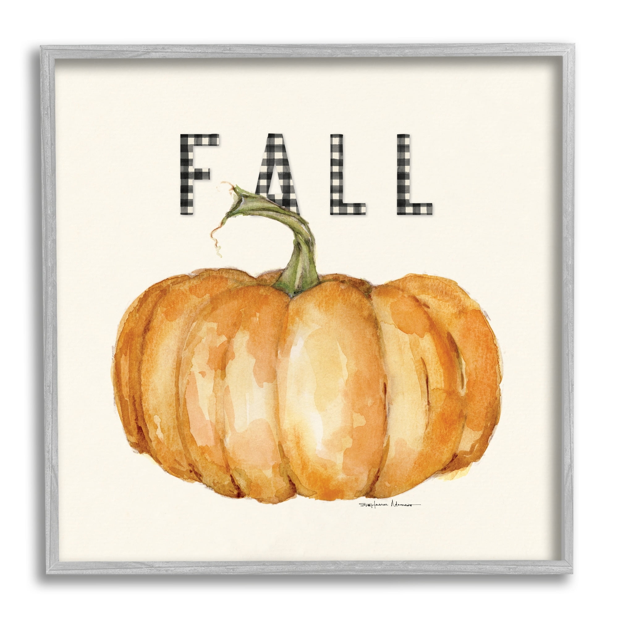 Stupell Industries Fall Pumpkin Black Farm Plaid Typography Autumn Gourd, 12 x 12, Design by Stephanie Workman Marrott