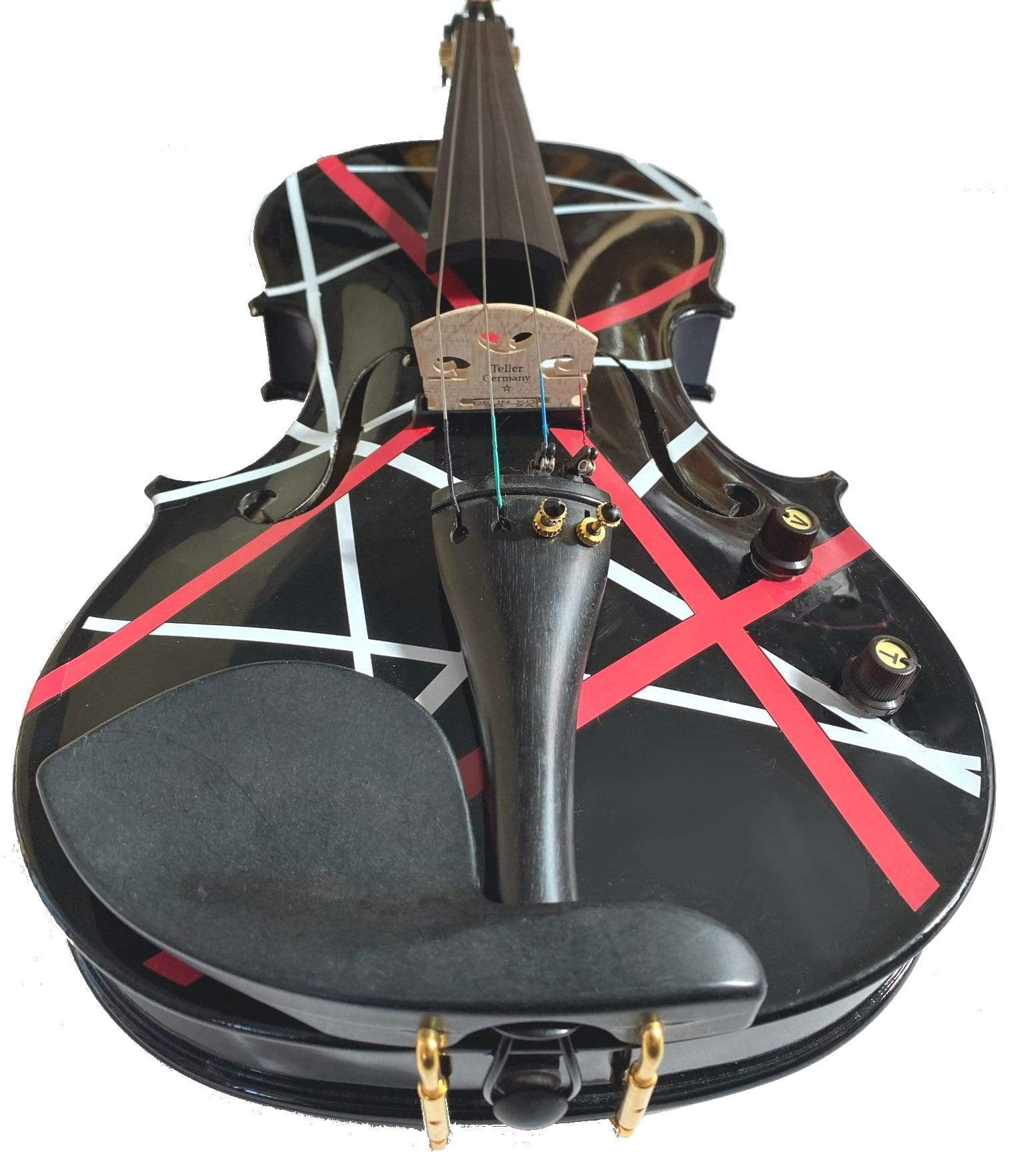 Wrap Electric Acoustic Violin w Matching Carbon Fiber Bow Mechanical Pegs Case Crystal Fine Tuners Rosin Strings Set Up