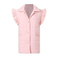 thumbnail image 3 of Women's Vests Ruffle Sleeve Winter Button Down Padded Gilet With Pockets Womens plus Vest Jackets Sleeveless Duster Leather Jacket Womens Vest Suit Vest Ladies Teal Vest for Women Womens Vests Fashion, 3 of 4