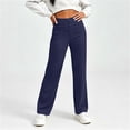 thumbnail image 5 of hlysgo Women's Wide Leg Trousers High Waisted Stretchy Pants Loose School Trendy Clothes Casual Work Pant with Pockets Dark Blue,3xL, 5 of 5