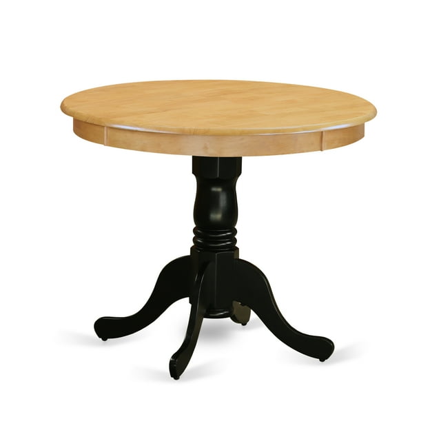 East West Furniture ANT-OBK-TP Table Ancienne 36" Ronde en Chêne et Finition Noire
