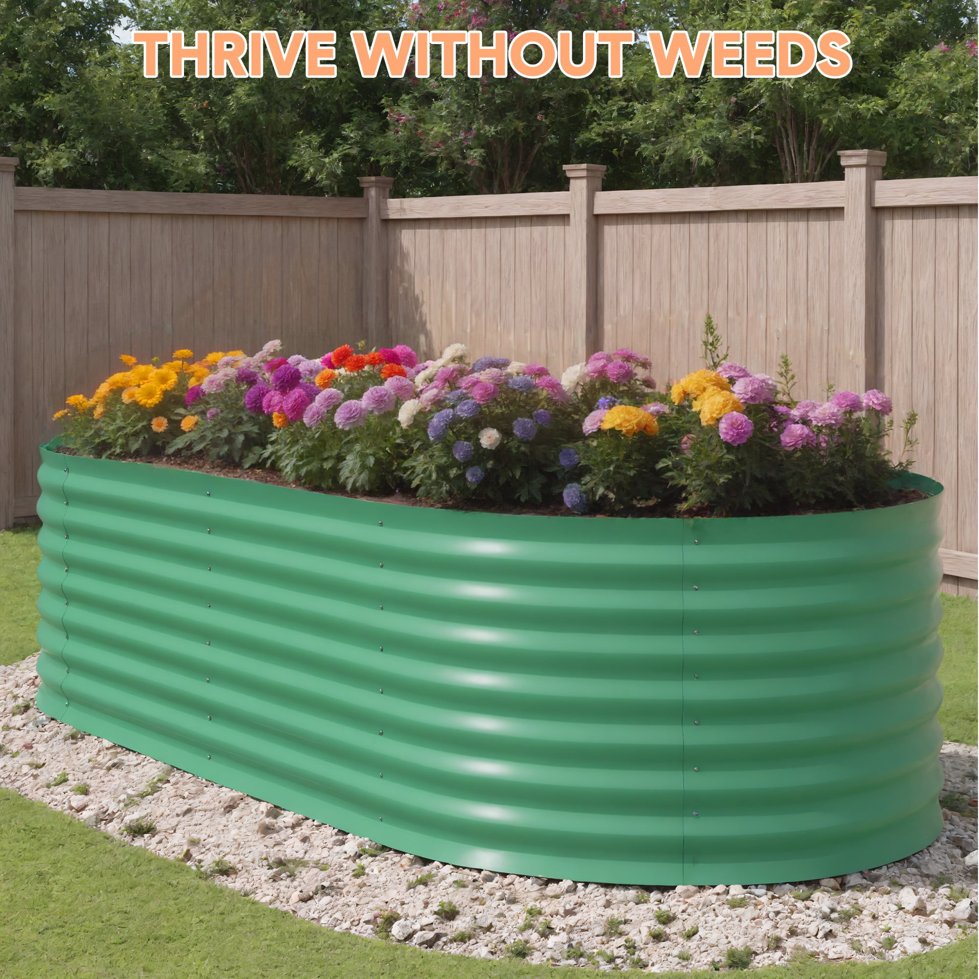 Heavy Duty Galvanized Raised Garden Bed, 8x4x2ft Green Rust-Resistant Metal Planter Box for Flowers Herbs Vegetables for Gardening
