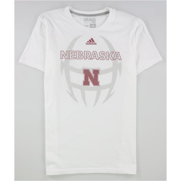 adidas Nebraska Camiseta gráfica para hombre, blanca, pequeña
