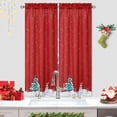 thumbnail image 2 of Christmas Curtains for Kitchen Cute Snowman and Xmas Green Tree Window White Snowflake Pattern in Red Background for Bedroom Bathroom, 27 x 45 inch,1 Panel, 2 of 7
