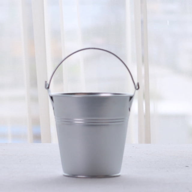 Cubo de hierro pequeño de color caramelo, maceta creativa de lata de carne, cubo portátil para niños, mini cubo de hierro pequeño