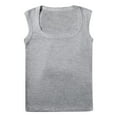 thumbnail image 3 of Fiaer Tank Tops for Women Scoop Neck Sleeveless Casual Solid Color Comfy Slim Fit Seamless Wide Strap Camisole Stretch Tops Grey S, 3 of 3