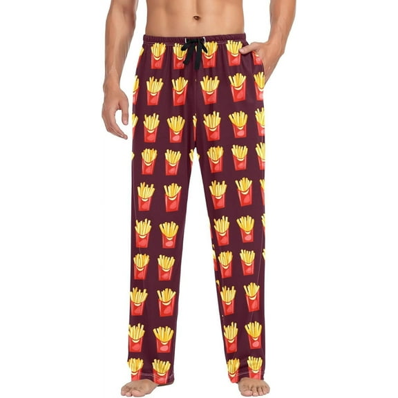 Top-kevin Men's Pajama Bottoms, Sleeping Long Pant French Fries Pajamas Lounge Wear Sleepwear Pants Fast Food Pjs