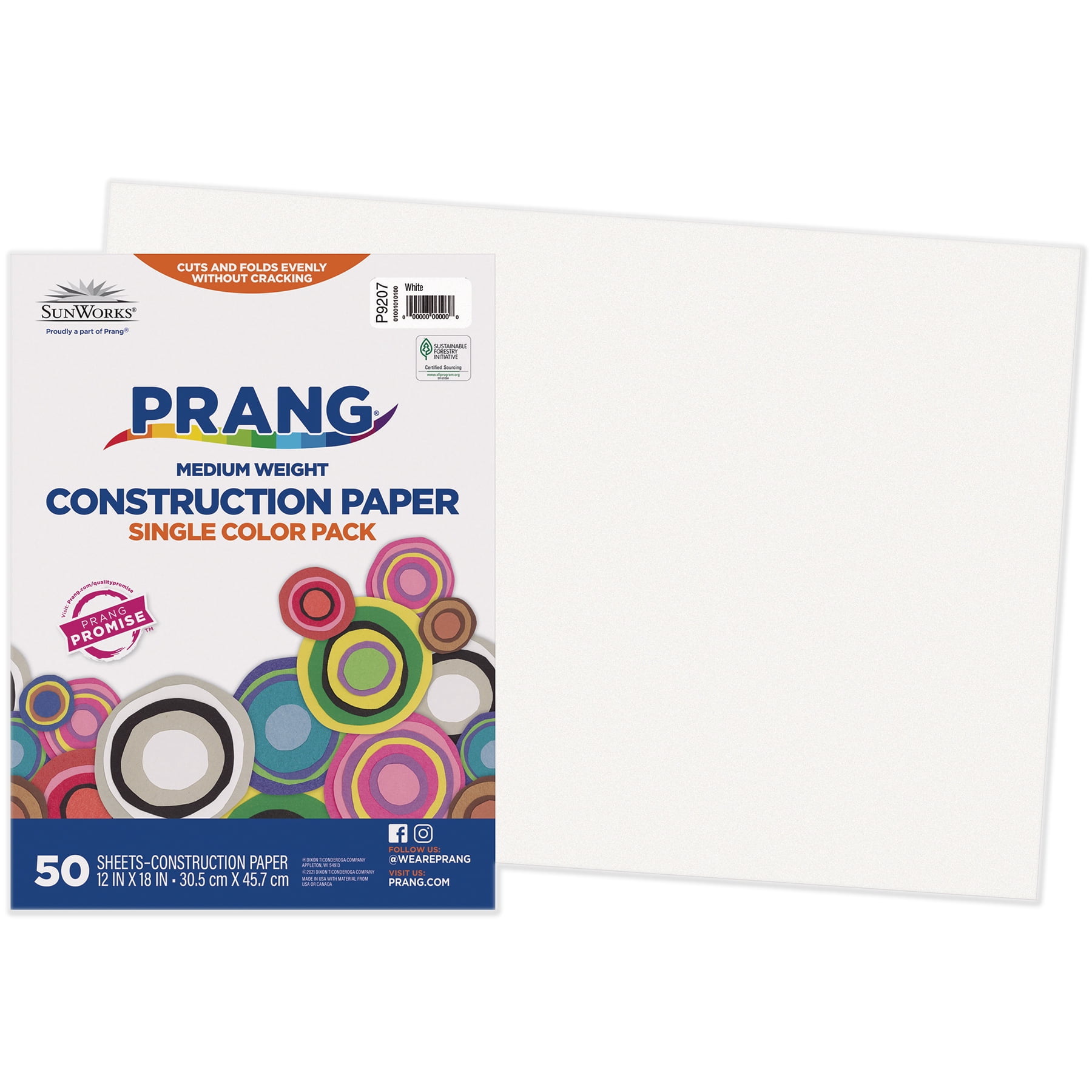 Prang Construction Paper, Medium Weight, White, 12" x 18", 50 Sheets Per Pack, 5 Packs