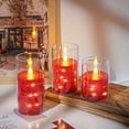 thumbnail image 4 of BAO  Flickering Flameless Candles with Remote,Acrylic LED Candles with Embedded Star String,Battery Operated Candle, for Home and Holiday Decoration Set of 3（Red）, 4 of 15
