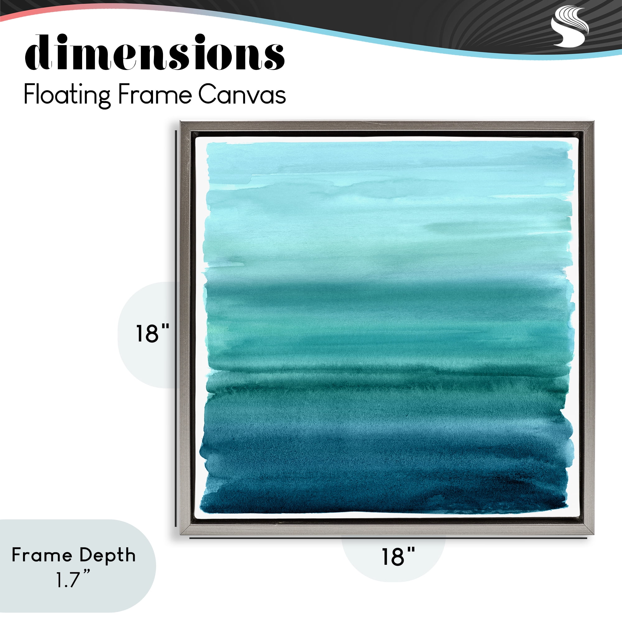 Stupell Industries Aqua Ombre Gradient Gray Framed Floater Canvas Wall Art, design by Allie Corbin