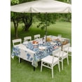 thumbnail image 3 of Outdoor Tablecloth with Umbrella Hole and Zipper, Easter Rectangle Table Cloth 54x80 Inch Waterproof Tablecloth, Farmhouse Retro Spring Rabbits Gnomes Blue Flowers Picnic Table Cover for Patio, 3 of 7