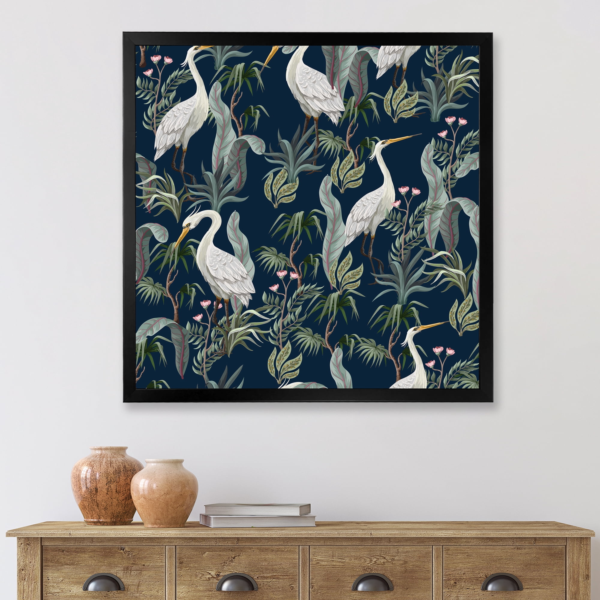 Designart 'Chinoiserie With Peonies and Birds VII' Traditional Framed Art Print