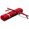 thumbnail image 2 of Reading Glasses Half-Frame Computer Readers for Men and Women + Lightweight Quality Thin Optics Eyeglass with Portable mirror box,elegant red, 2 of 8