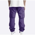 thumbnail image 5 of cllios Cargo Pants for Men Fleece Lined Solid Casual Multi Pockets Outdoor Work Straight Leg Fitness Winter Warm Long Pants Trousers, 5 of 9
