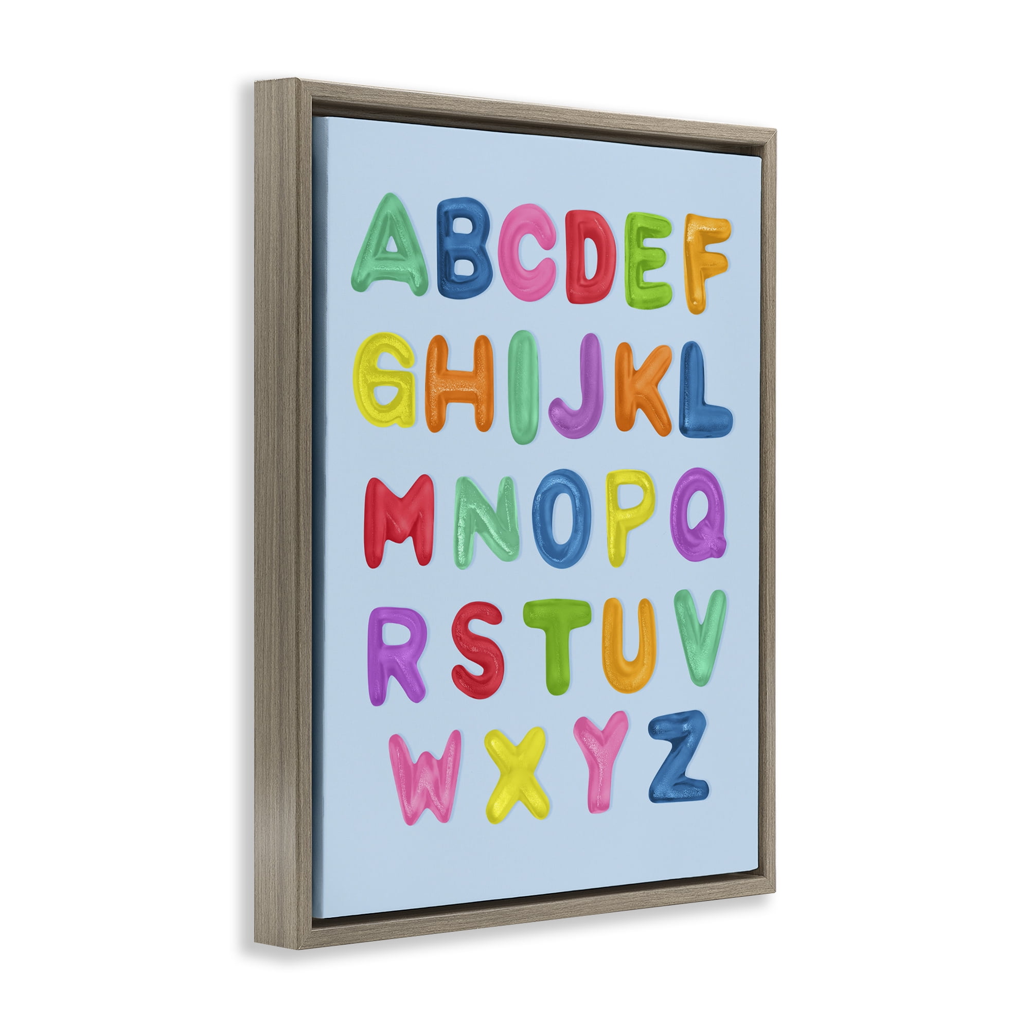 Stupell Industries Gummy Candy Alphabet Brown Framed Floater Canvas Wall Art, design by LISH Creative