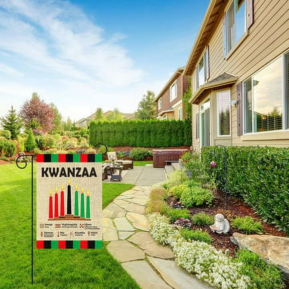 MALLMALL6 12 in x 18 in Burlap Happy Kwanzaa African Heritage Garden Flag