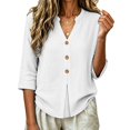 thumbnail image 7 of MVRLSH Womens Tops Shirts Blouse Casual Long Sleeve Spring Trendy Cotton Blend Summer Daily Outfit Shirt Loose Fit Linen Blouses White - XXL, 7 of 7
