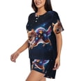 thumbnail image 3 of Womens Pajama Sets With Pocket, Colorful Star River Squirrel Lounge Sets Short Sleeve Sleepwear PJ Sets for Women, 3 of 6