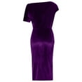 thumbnail image 6 of Meichang Womens Velvet Dress formal Prom One Shoulder Vintage Slit Bodycon Midi Dress Elegant Cocktail Wedding Party Evening Pencil Dress, 6 of 7