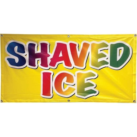4 Less 2x4 Feet SHAVED ICE Banner Sign With Grommet Polyester Fabric - yb
