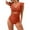 07Orange, variant on Hicidod Women's Tummy Control Swimsuits Slimming Cute One Piece Surfing Bathing Suit Ruffle V Neck Cutout Solid Beach Swimwear