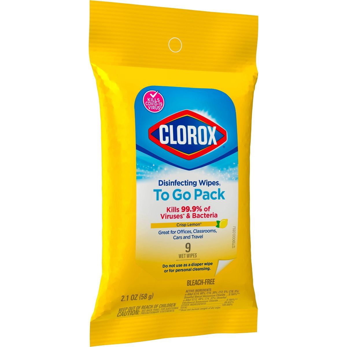2X - Clorox On the Go Crisp Lemon Disinfecting Wipes 9 ct