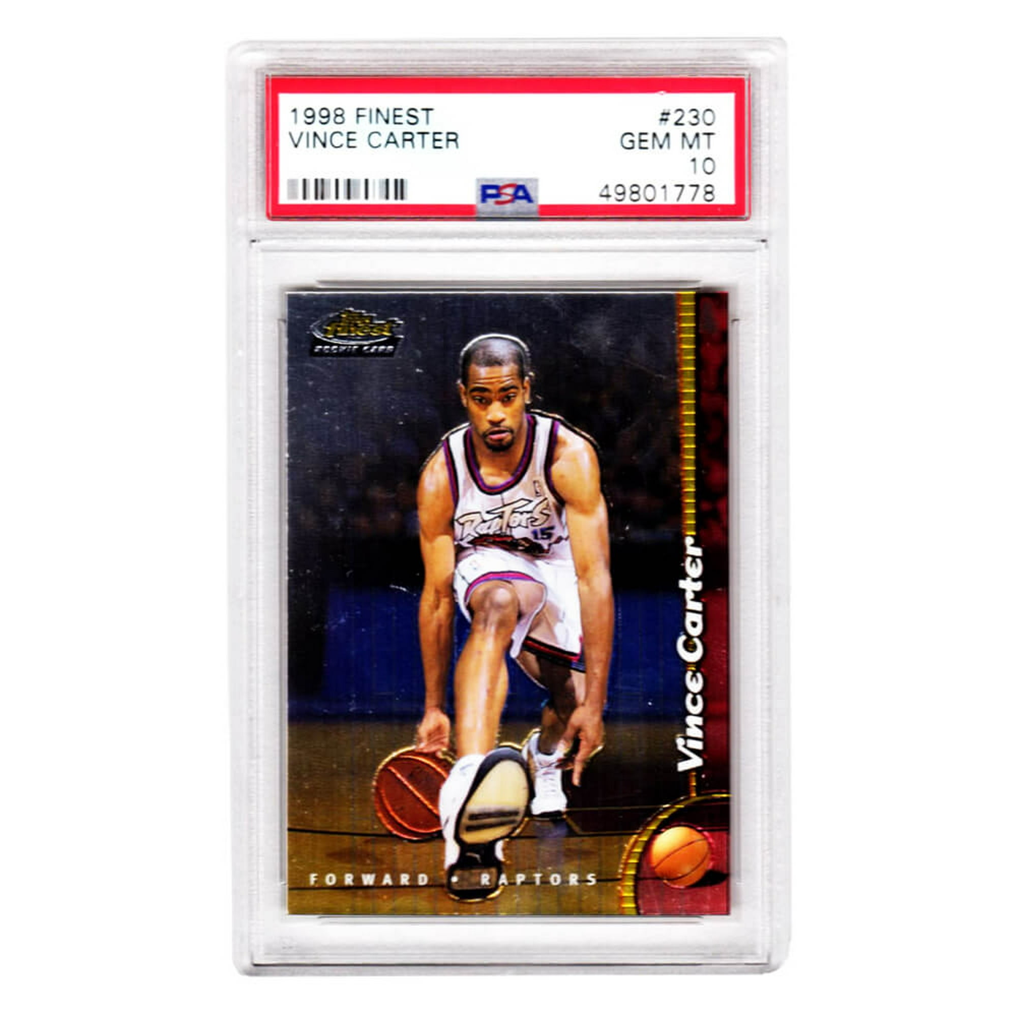 Vince Carter (Toronto Raptors) 1998 Topps Finest Basketball #230 RC Rookie  Card - PSA 10 GEM MINT (