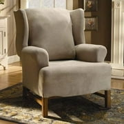 Angle View: Sure Fit Suede Wing Chair Stretchable Slipcover