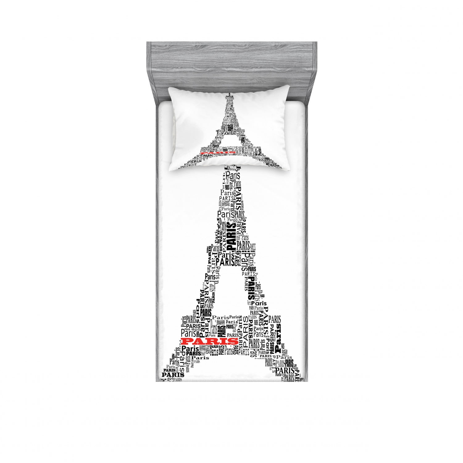 Paris Bedding Set with Sheet & Covers, Illustration of Tour Eiffel