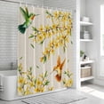 thumbnail image 5 of Spring Floral Shower Curtain Set - 72" x 78" Washable Bathtub Curtain with 12 Hooks, Watercolor Forsythia Flowers Hummingbirds Beige Waterproof Fabric Stall Shower Curtains for Bathroom/Bathtub, 5 of 6