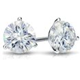 thumbnail image 2 of 18k White Gold Round Moissanite Stud Earrings (5ct TGW, 9mm, J-K)&nbsp;3-Prong Martini Set, Screw-Back by Diamond Wish, 2 of 3