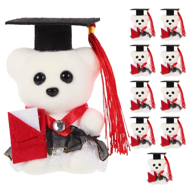 KAKOWELY 10 piezas de oso de peluche para decoración de graduación, muñeco de peluche para mesa.