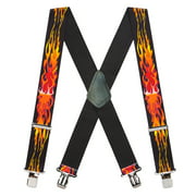 Suspender Store 42 IN Orange Flames Suspenders - 2 Inch Wide Clip Orange 0-42-FLAMES-2-N
