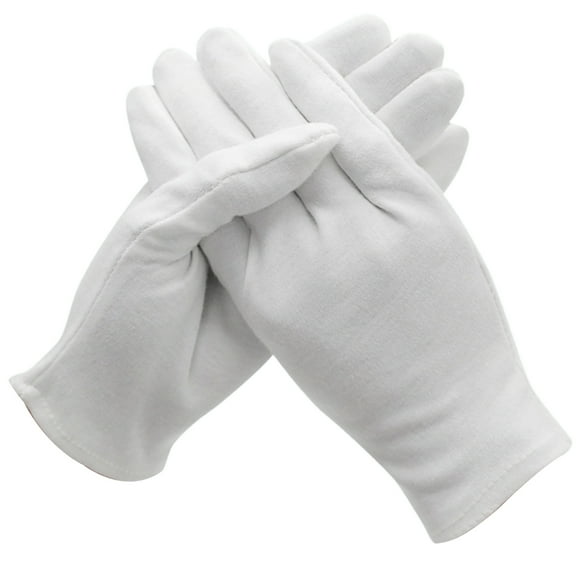 EeaseMX 12 pares de guantes de algodón blancos resistentes al desgaste, en una bolsa, guantes de trabajo de etiqueta (grosor medio, talla L)