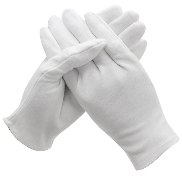 EeaseMX 12 pares de guantes de algodón blancos resistentes al desgaste, en una bolsa, guantes de trabajo de etiqueta (grosor medio, talla L)