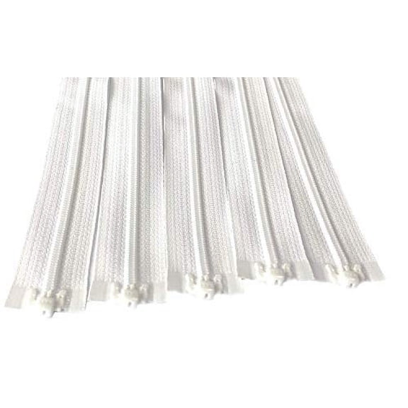 5pcs Ykk Number 3 Nylon Coil Separating Zippers Bulk for Tailor Sewing Crafts Color White - Made in USA (22 inches)