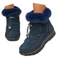 thumbnail image 3 of Gyexs Winter Boots for Women Snow: Furry Lined Warm Ankle Boots - Adjustable Waterproof Outdoor Zipper Snow Shoes, Navy, Size 8.5, 3 of 8