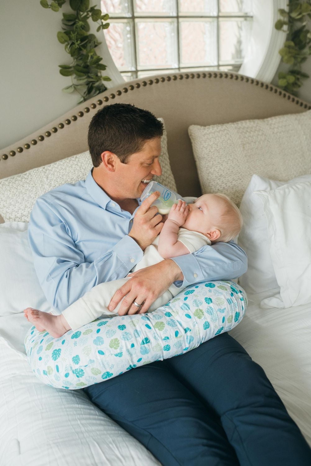 Dr. Brown's™ Breastfeeding Pillow with Removable Cover for Nursing Mothers, Machine Washable, Cotton Blend, Green