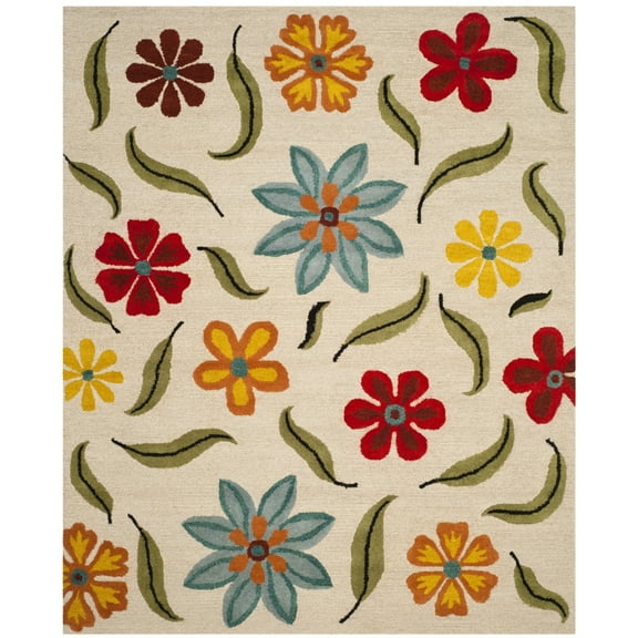 SAFAVIEH Blossom Maria Floral Flowers Wool Area Rug, Beige/Multi, 2'6" x 4'