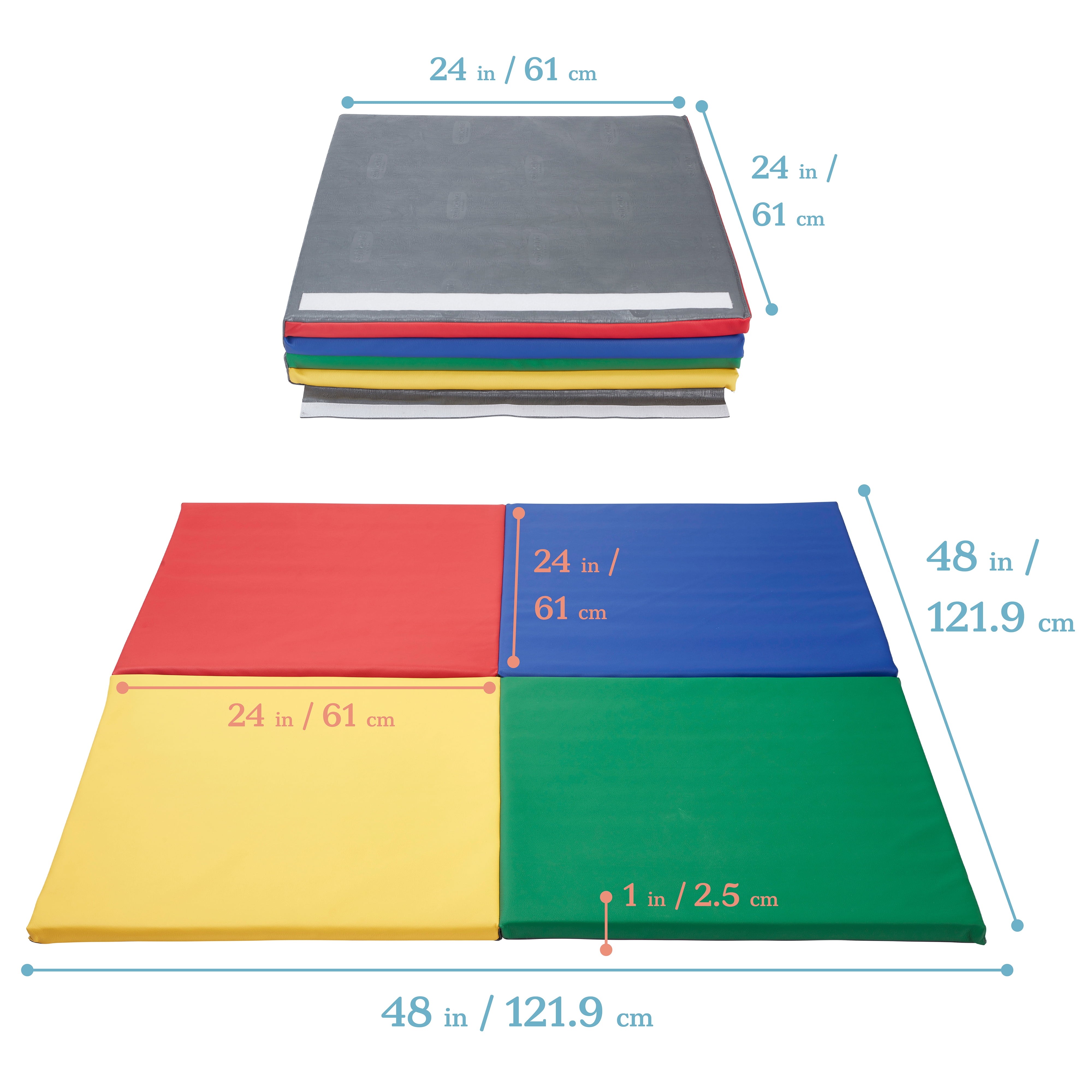 ECR4Kids SoftZone Quad Fold-N-Go Activity Mat and Patchwork Toddler Blocks, Assorted, 13-Piece
