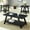 Black, variant on Contemporary Replicated Wood Coffee Table In Charcoal, With Extra Shelf Storage And Wide-angled Leg Standing Charcoal Beauty